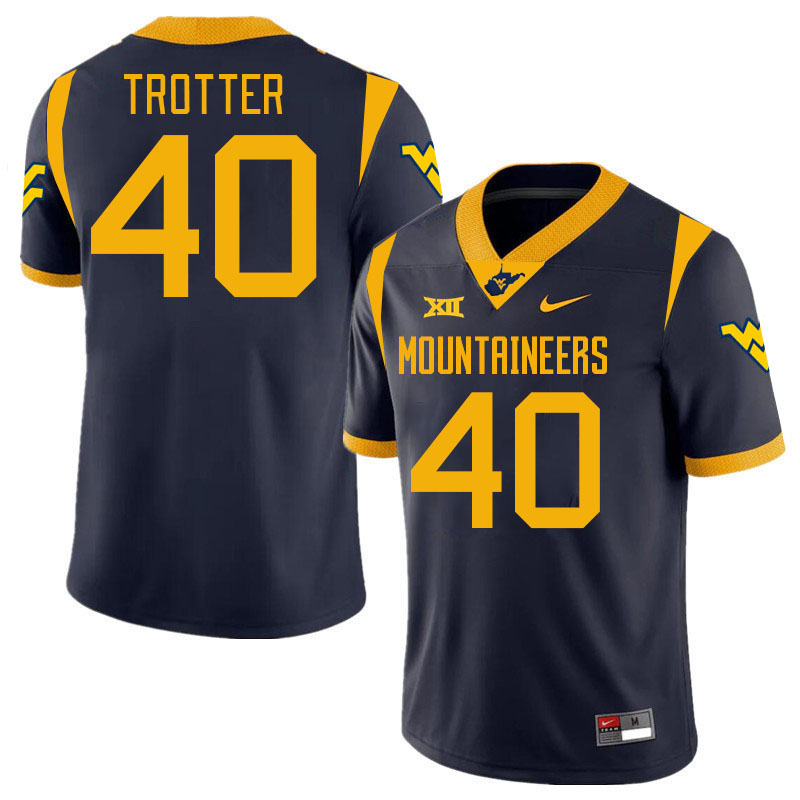 #40 Josiah Trotter West Virginia Mountaineers College 2024 New Uniforms Football Jerseys Stitched Sale-Navy